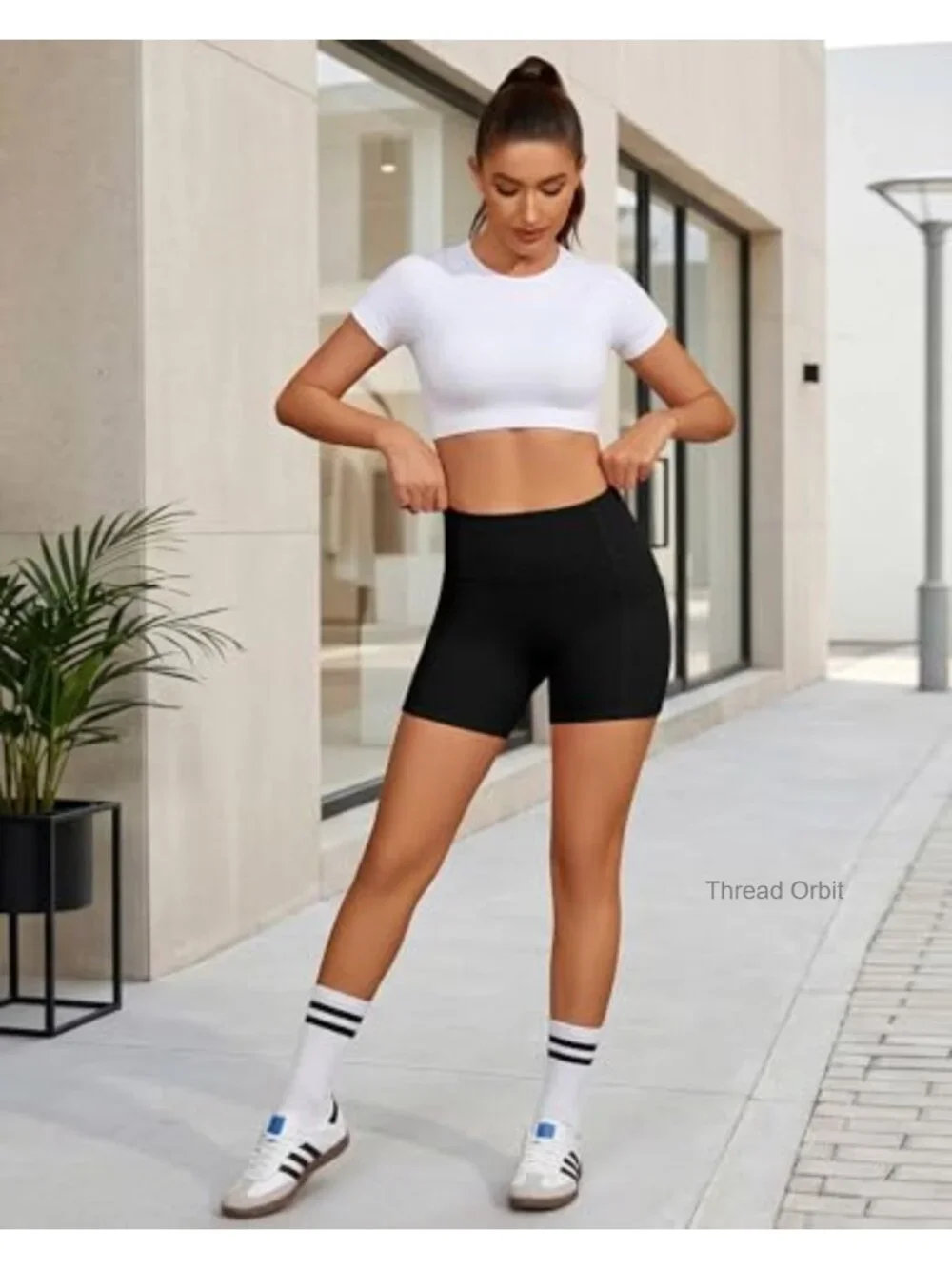 Women's High Waist Biker Shorts with Pockets, 4-Way Stretch Seamless Yoga Shorts